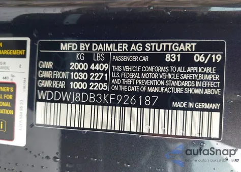 2019 Mercedes-Benz C 300 from USA, damaged, VIN WDDWJ8DB3KF926187